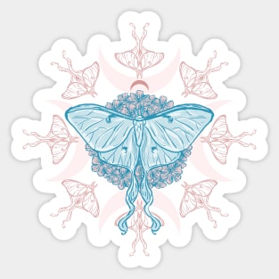 Luna moth crescent moon Sticker